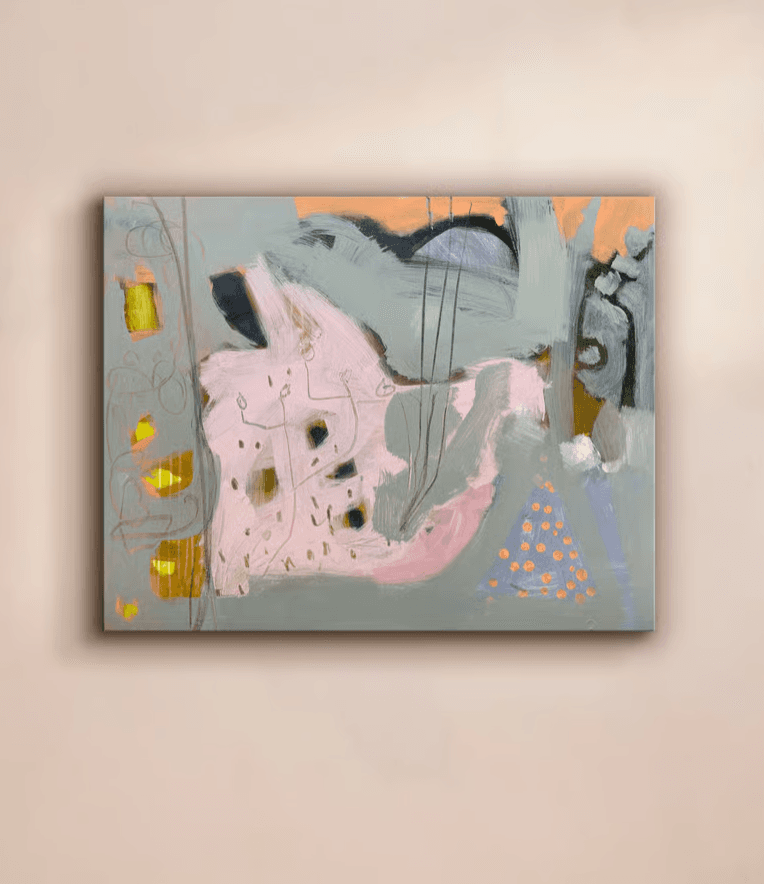 Abstract artwork framed on wall