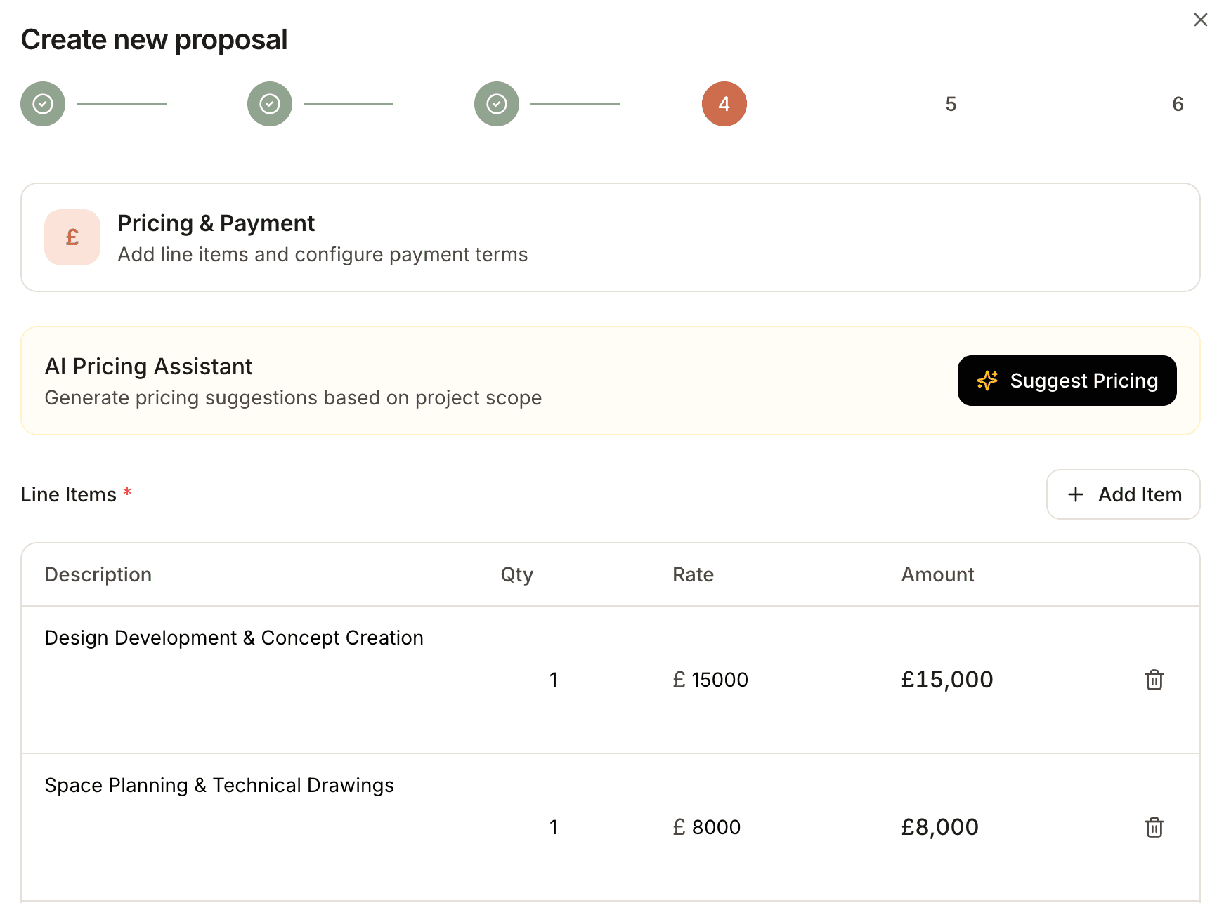 AI pricing calculator showing automated cost estimation and fee structure
