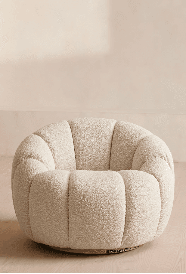 Boucle lounge chair with approved status for interior design procurement