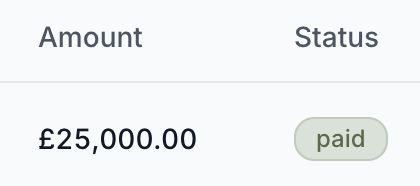 Paid status snippet showing amount and green paid chip