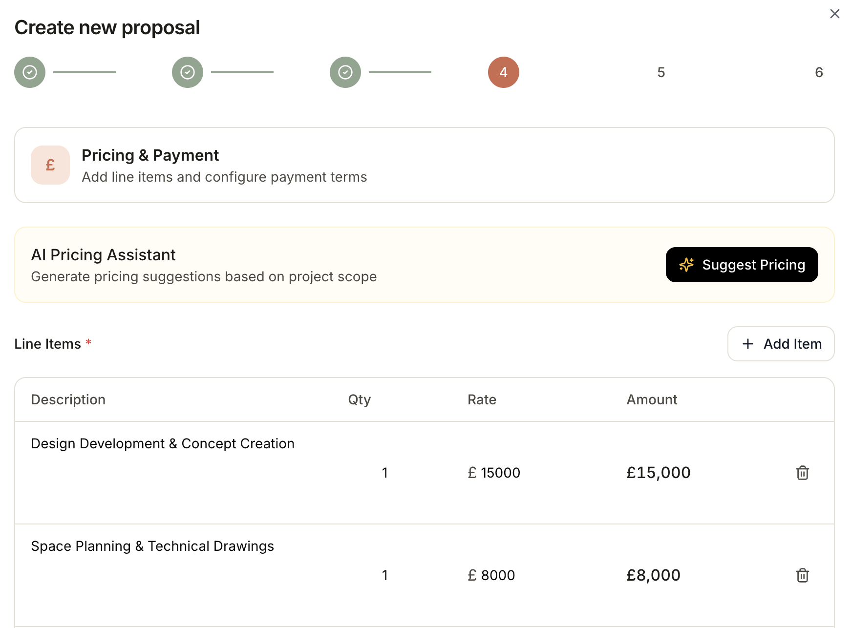 AI pricing calculator showing automated cost estimation and fee structure