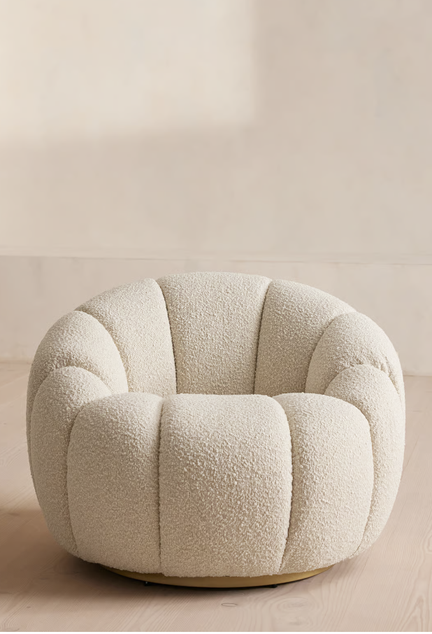 Boucle lounge chair with approved status for interior design procurement